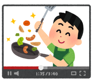 youtubeで料理をしている男性